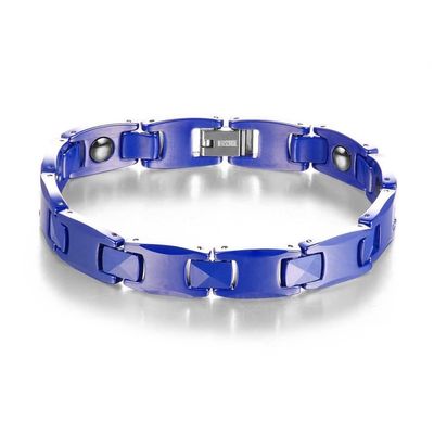 Men\'s Ceramic Bracelet High-tech Blue Ceramic Bracelet with Hematites and Magnets Inlay China Manufacturer_img_1