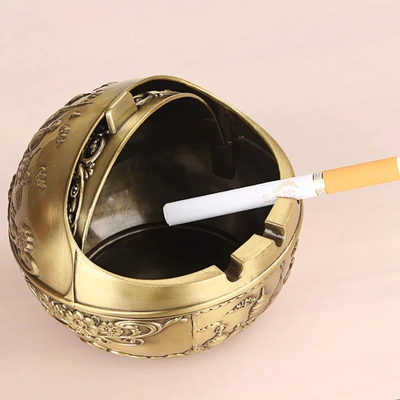 Ashtray Vintage Embossed Dubai Style Smoking Tray Holder Cigarette Ashtray Lid Tabletop Home Decorations_img_2
