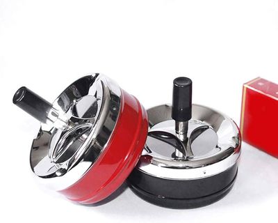 1pcs Windproof Press Rotating Lid Ashtray Metal Modern Gift Home el Rotating r Ashtray Office For Men D1H9_img_1