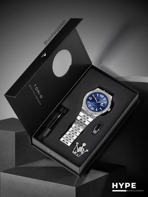 TOMI T-311 Men's Luxury Stainless Steel Watch Gift Box Set (Blue)_img_6