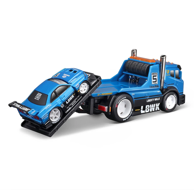 Maisto 1:64 Muscle Transports JDM Flatbed and Liberty Walk 1999 Nissan Skyline GT-R R34 Die-cast Model Car_img_1