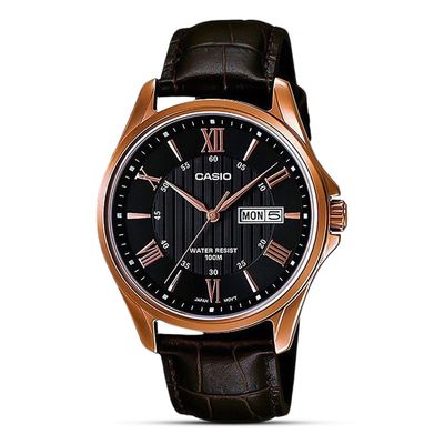 CASIO ENTICER ANALOGUELEATHER BELT MEN'S WATCH | MTP-1384L-1AVDF_img_0