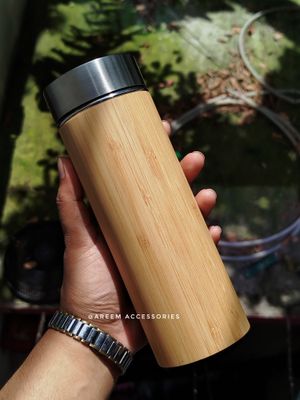 Natural Bamboo Stainless Steel Insulated Flask Water Bottle 500ml_img_0
