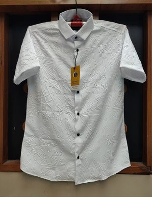 White PopCorn Half Slevees Shirt for Men_img_0