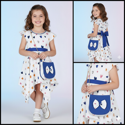 Baby Girls Heart Print Party Dress with Matching Bag (1 to 4 years)_img_1