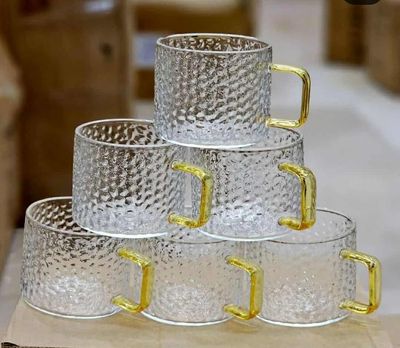 High borosilicate glasses tea/coffee cup set ☕ 6 pieces set.beautiful handle._img_1