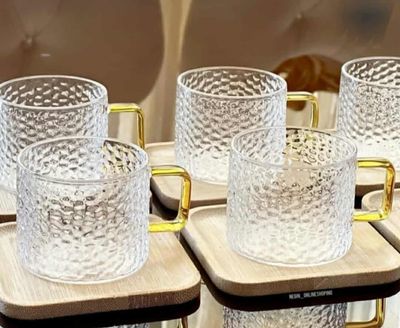 High borosilicate glasses tea/coffee cup set ☕ 6 pieces set.beautiful handle._img_2