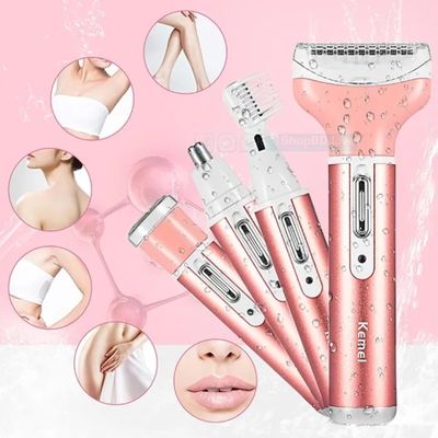 Kemei KM-6637 4-in-1 Rechargeable Woman Body Shaver | Eyebrow, Beard, Nose & Body Trimmer | Price in BD_img_1