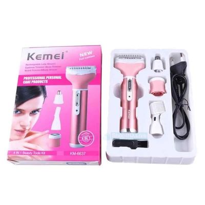 Kemei KM-6637 4-in-1 Rechargeable Woman Body Shaver | Eyebrow, Beard, Nose & Body Trimmer | Price in BD_img_2