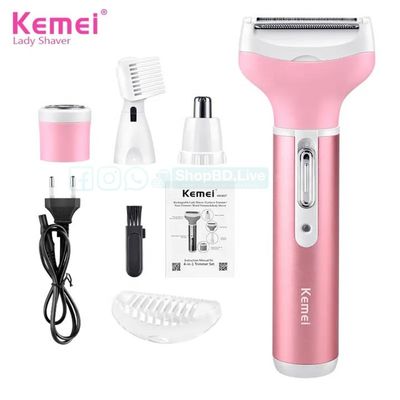 Kemei KM-6637 4-in-1 Rechargeable Woman Body Shaver | Eyebrow, Beard, Nose & Body Trimmer | Price in BD_img_3