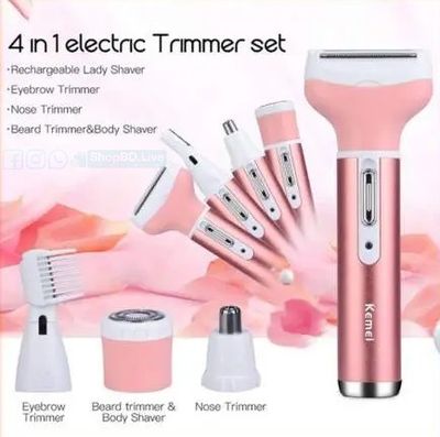 Kemei KM-6637 4-in-1 Rechargeable Woman Body Shaver | Eyebrow, Beard, Nose & Body Trimmer | Price in BD_img_4