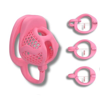 25 Male Chastity Set with Hook Honeycomb Texture 3 Size Cock Rings Adjustable Belt Breathable Chastity Cage for Men Sex Toys 18+_img_4