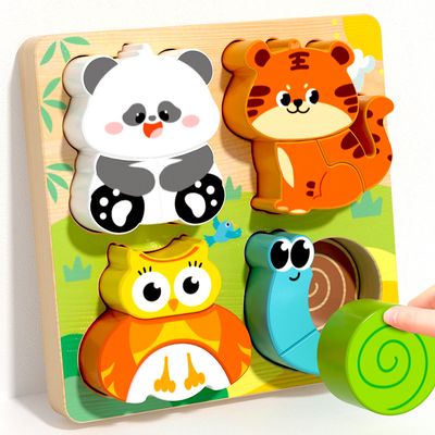 Kids Early Educational Building Block Montessori Cartoon 3D Wooden Puzzle Set for your BABY'S Concentration_img_9