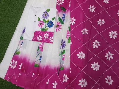 হ্যান্ড প্রিন্ট হাফ সিল্ক কাপল সেট_img_3
