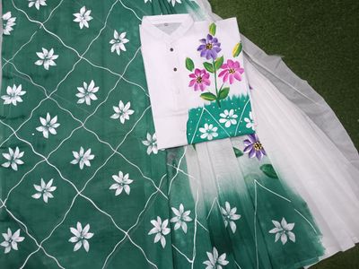 হ্যান্ড প্রিন্ট হাফ সিল্ক কাপল সেট_img_8