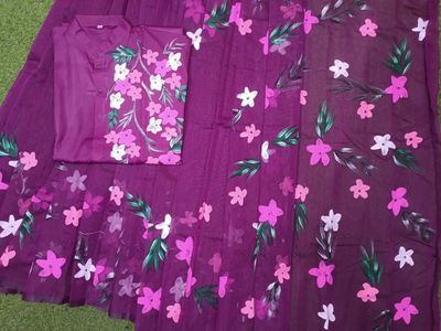 হ্যান্ড প্রিন্ট হাফ সিল্ক কাপল সেট_img_9