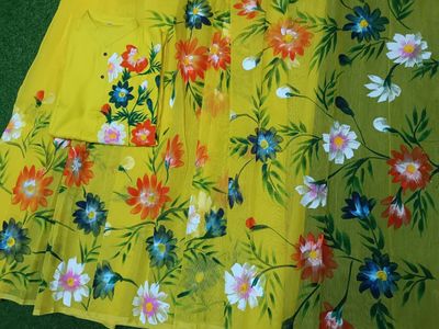 হ্যান্ড প্রিন্ট হাফ সিল্ক কাপল সেট_img_11