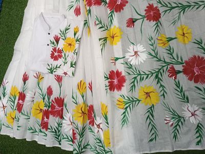 হ্যান্ড প্রিন্ট হাফ সিল্ক কাপল সেট_img_12