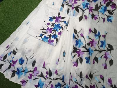 হ্যান্ড প্রিন্ট হাফ সিল্ক কাপল সেট_img_14