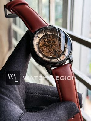 FOSSIL AUTO SKELETON LIGHT BROWN BELT BLACK CASE_img_0