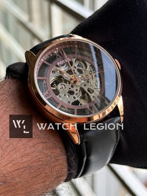 FOSSIL AUTO SKELETON BLACK BELT ROSE GOLD CASE_img_2