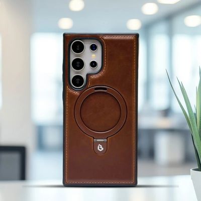 Suitable Magsafe Supported Ring Stand Business leather Case For Samsung Galaxy S25 Ultra S24 Ultra S23 Ultra S22 Ultra_img_3