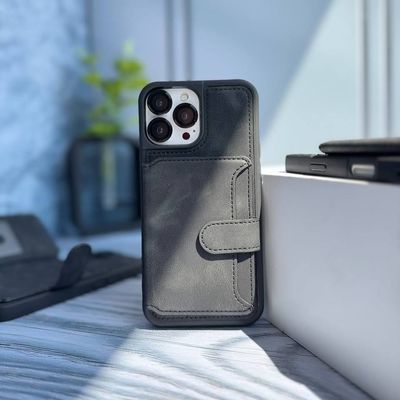 Genuine Leather Attached Wallet Card Holder Premium Case