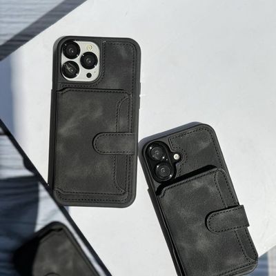 Genuine Leather Attached Wallet Card Holder Premium Case_img_4