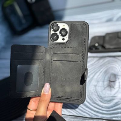 Genuine Leather Attached Wallet Card Holder Premium Case_img_2