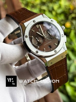 HUBLOT CLASSIC FUSION SILVER CASE BROWN BELT BROWN DIAL LEATHER TEXTURE_img_1