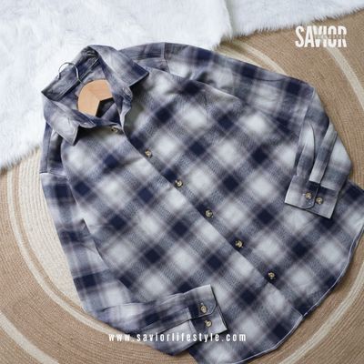 Polar Blue - Full Sleeve Pocket Less Check Shirt_img_1