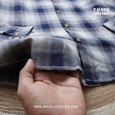 Polar Blue - Full Sleeve Pocket Less Check Shirt_img_2