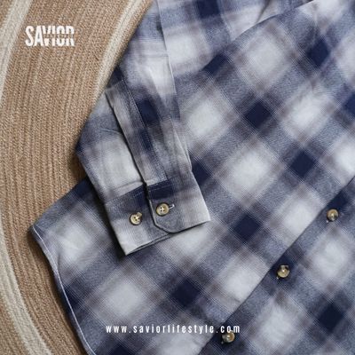 Polar Blue - Full Sleeve Pocket Less Check Shirt_img_3