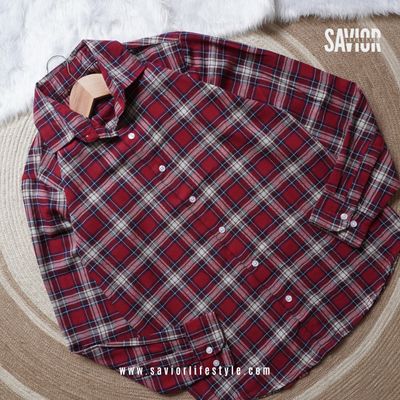 Red Wine - Full Sleeve Pocket Less Check Shirt_img_1