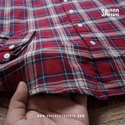Red Wine - Full Sleeve Pocket Less Check Shirt_img_2