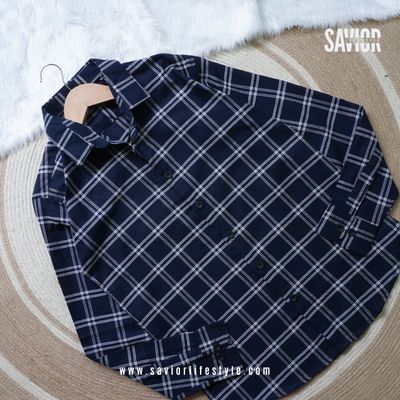 Deep Navy - Full Sleeve Pocket Less Check Shirt_img_1