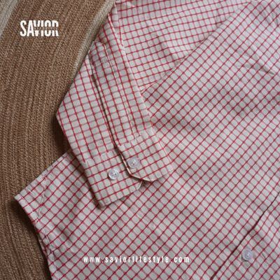 Cherry Grid - Full Sleeve Pocket Less Check Shirt_img_3