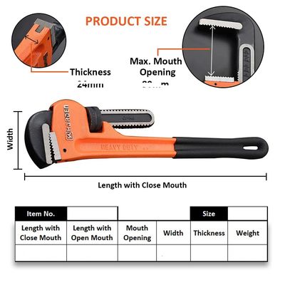 HARDEN Pipe Wrench (8" | 10" | 12" | 14" | 18" | 24" | 36" | 48"), Professional Heavy Duty Chrome Vanadium; 600810 - 600817_img_10