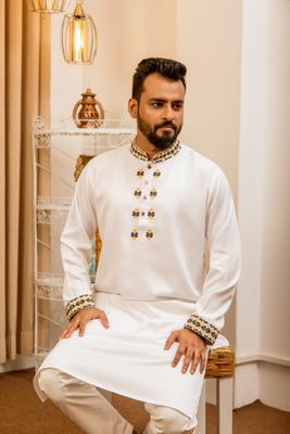 Men's Embroidery Panjabi - White_img_2