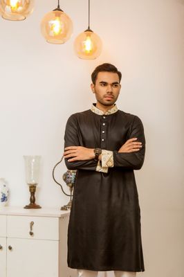 Men's majestic Panjabi - Black_img_2