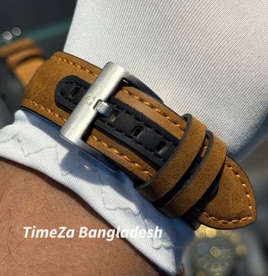 ONEGA SPEED MASTER MUSTARD BELT  BLACK DIAL YOLLOW HAND_img_3