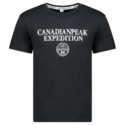 Canadian Peak JVICKEAK Homme - T-Shirt Col Rond avec Impressions et Drapeau Noir_img_0