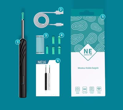 Wireless Wi-Fi Visual Ear Cleaner Otoscope with HD Camera & LED Light Smart Ear Wax Removal Kit NE Series | Price in BD_img_3