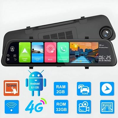 All-in-One 10" 4G Car Dash Cam with Android 8.1 - 1080P DVR, GPS, Loop Recording, Dual Camera for Crystal-Clear Recording and Real-Time Monitoring