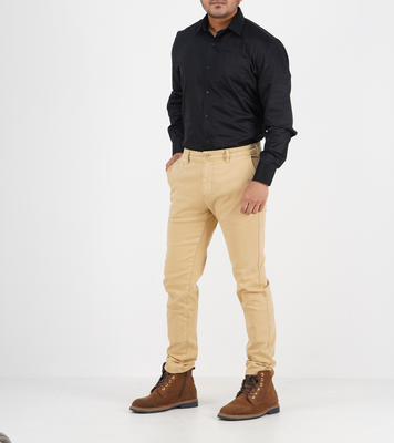 Men's Long Sleeve Shirts Solid Black Formal Business Shirts_img_2