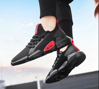 Premium Dark Flow Sneakers . (Black & Scarlet) (C-02)