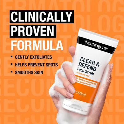 Neutrogena Clear & Defend 2% Salicylic Acid Face Scrub – 150ml_img_1