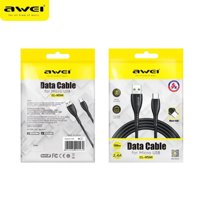 Awei CL-115 USB Type C/Lighting/Micro Cable 2.4A Fast Charging Wire Cord Quick Charge_img_1