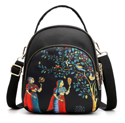 Trendy New Nylon Backpack For Women Multifunction Shoulder Crossbody Bag Leaf Printing Waterproof Rucksack Travel Lady Pack - Bag_img_1
