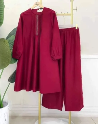 Western Fashion Pant tops 2pis collection Maroon Color Soft silk Georgette for womens and girls._img_0